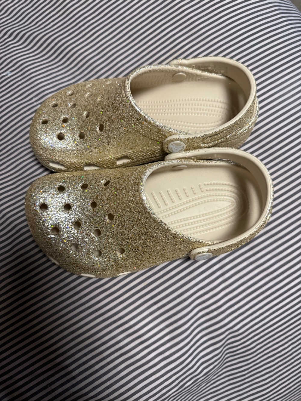 Kids Glitter Slip-On Clogs - Gold/glitter size 1
